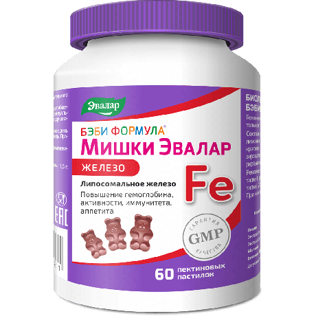 Фото Бэби Формула Мишки Железо, пастилки жевательные, 60 шт.