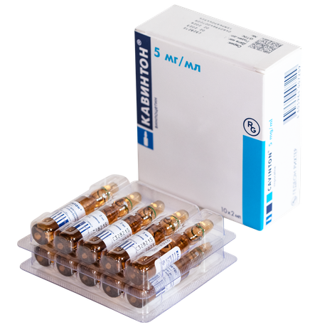 Фото Кавинтон, концентрат для приготовления раствора для инфузий 5 мг/мл, ампулы 2 мл, 10 шт.