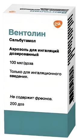 Фото Вентолин, аэрозоль для ингаляций 100 мкг/доза, 200 доз