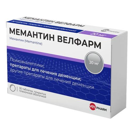 Фото Мемантин Велфарм таблетки, покрытые пленочной оболочкой 20 мг, 30 шт.