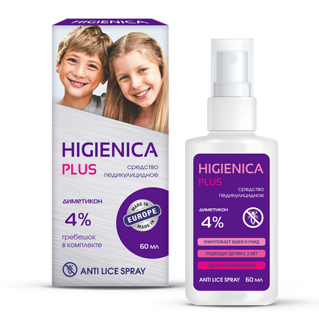 Фото Хигиеника Плюс, лосьон педикулицидный от вшей и гнид, 60 мл
