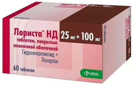 Фото Лориста НД, таблетки покрыт. плен. об. 25 мг+100 мг, 60 шт.