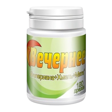 Фото Вечернее (валериана, хмель, мята), драже 200 мг, 120 шт.