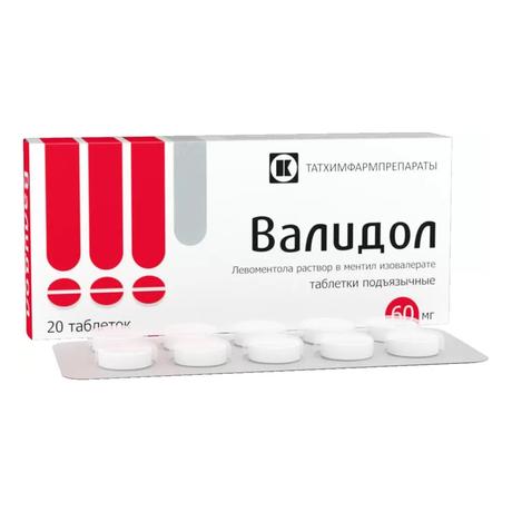 Фото Валидол, таблетки подъязычные 60 мг, 20 шт.