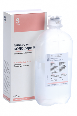 Фото Глюкоза-СОЛОфарм, раствор для инфузий 5%, 400 мл