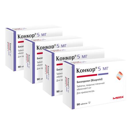 Фото Набор 4уп Конкор таб п/п/об 5мг 90шт