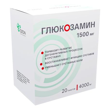 Фото Глюкозамин, порошок 1500 мг, пакетики 4 г, 20 шт.