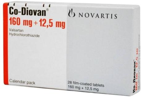 Фото Ко-диован, таблетки покрытые пленочной оболочкой 160 мг+12,5 мг, 28 шт.