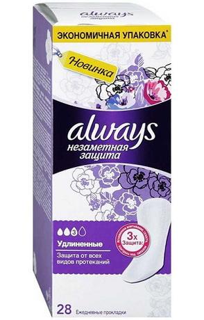 Фото Always Незаметная защита Удлиненные Дуо, прокладки ежедневные, 28 шт.