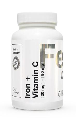 Фото Elentra Nutrition Железо +Витамин С, капсулы 20 мг +90 мг, 60 шт.