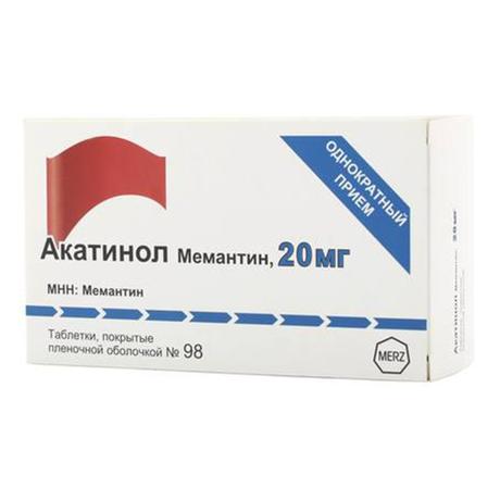 Фото Акатинол Мемантин, таблетки покрыт. плен. об. 20 мг, 98 шт.