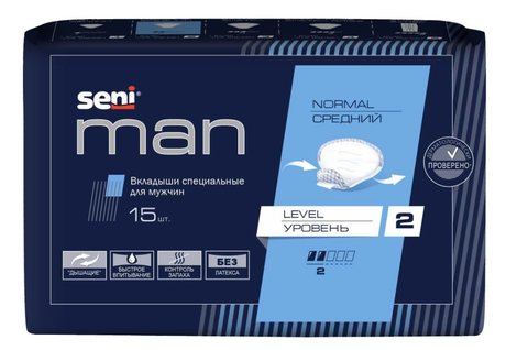 Фото Seni Man вкладыши специальные для мужчин, Normal Level 2, 15 шт.