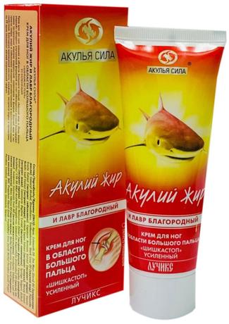 Фото Акулий жир и Лавр благородный, крем от шишек на больших пальцах ног усиленный, туба 75 мл, 1 шт.