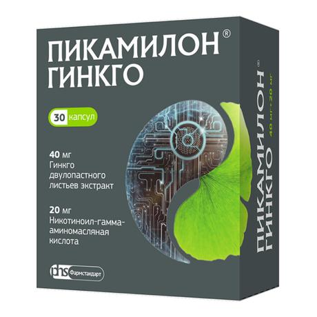 Фото Пикамилон Гинкго, капсулы 40 мг+20 мг, 30 шт.