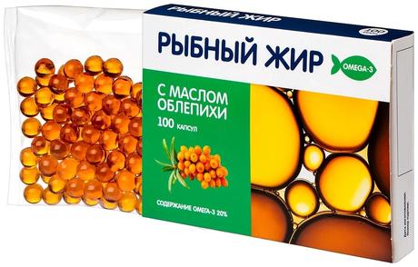 Фото Рыбный жир с маслом Облепихи 330 мг, капсулы, 100 шт.