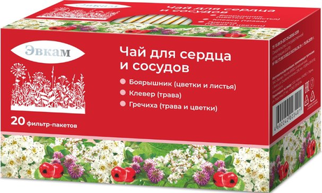 Фото Эвкам Чай для сердца и сосудов, пакетики 1.5 г, 20 шт.