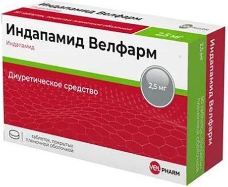 Фото Индапамид Велфарм табл п/о плен 2,5 мг х40