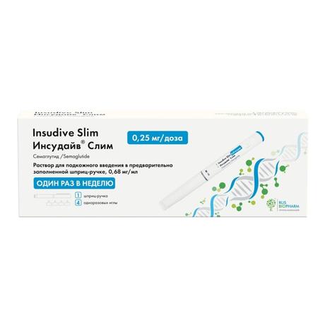 Фото Инсудайв Слим , раствор для подкожного введения 0.25 мг/доза, шприц-ручка 1.5 мл, 1 шт. 