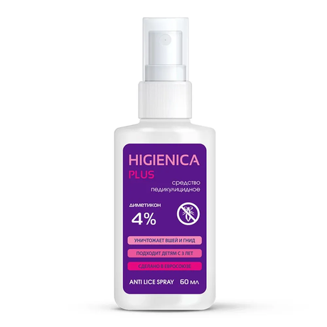 Фото Хигиеника Плюс, лосьон педикулицидный от вшей и гнид, 60 мл