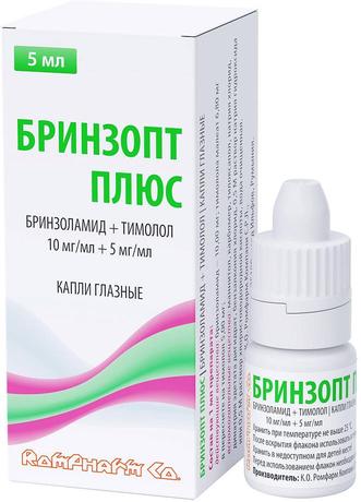 Фото Бринзопт плюс, капли глазные 10 мг/мл+5 мг/мл 5 мл, 1 шт.