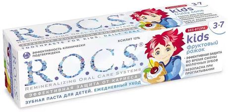 Фото Rocs Kids Фруктовый Рожок, детская зубная паста без фтора (от 3 до 7 лет), 45 г