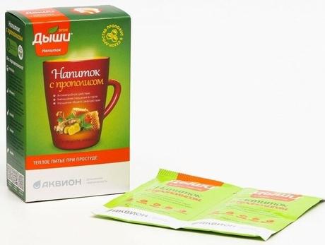 Фото Дыши, напиток с прополисом, со вкусом мяты, саше, 10 шт.