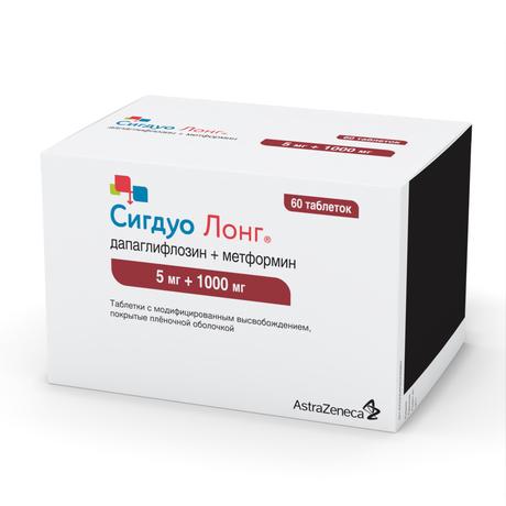 Фото Сигдуо Лонг, таблетки с модиф. высв. покрыт. плен. об. 5 мг+1000 мг, 60 шт.