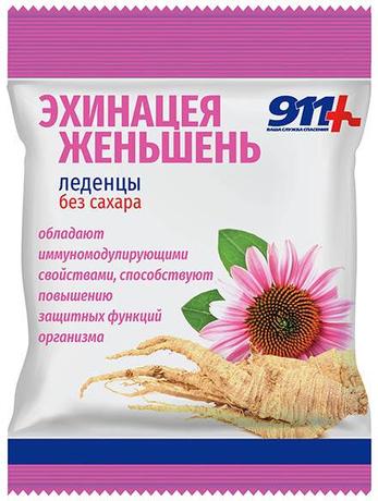 Фото 911 леденцы б/сахара (эхинацея/женьшень/вит С) 50 г х1