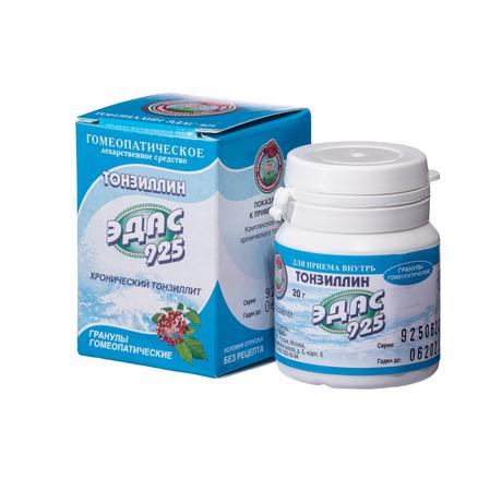 Фото Тонзиллин Эдас-925, для лечения хронического тонзиллита, гранулы гомеопатические, 20 г