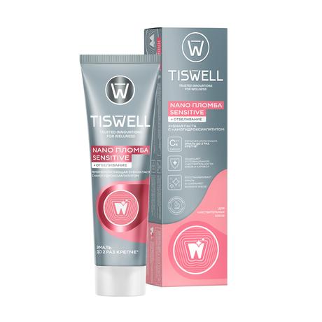 Фото TISWELL зубная паста отбеливающая реминерализирующая для чувствительных зубов с наногидроксиапатитом 110 г, 1 шт.