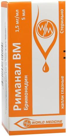 Фото Риманал ВМ, капли глазные 1,5мг/мл, флакон 5 мл