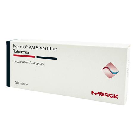 Фото Конкор АМ, таблетки 5 мг+10 мг, 30 шт.