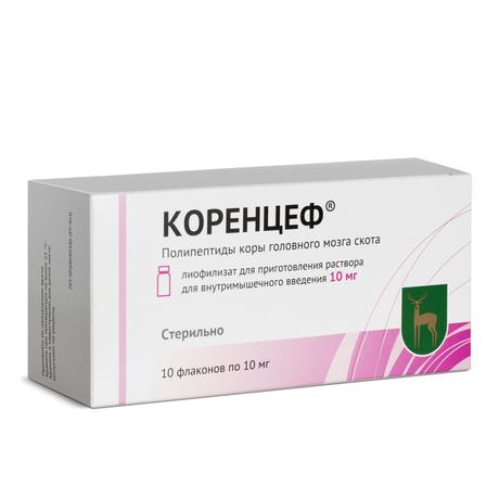 Фото Коренцеф, лиофилизат для приготовления р-ра для внутримышечного введения 10 мг, 10 шт.