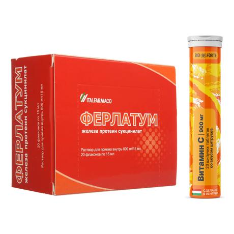 Фото Набор Ферлатум р-р 15мл х20 и Витамин С Bioforte табл х20