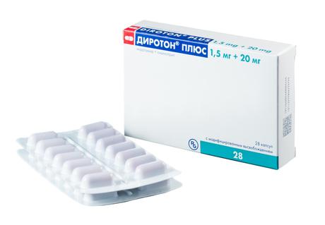 Фото Диротон Плюс, капсулы с модифицированным высвобождением 1.5 мг+20 мг, 28 шт.