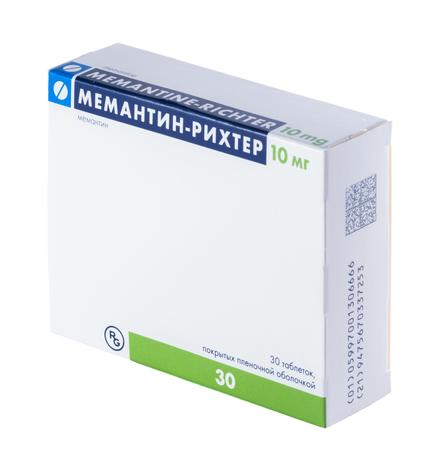 Фото Мемантин-Рихтер, таблетки покрыт. плен. об. 10 мг, 30 шт.