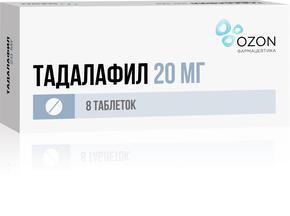 Фото Тадалафил, таблетки 20 мг, 8 шт.