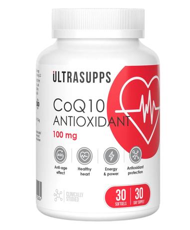 Фото UltraSupps Коэнзим Q10 Антиоксидант капсулы 100 мг 380 мг №30