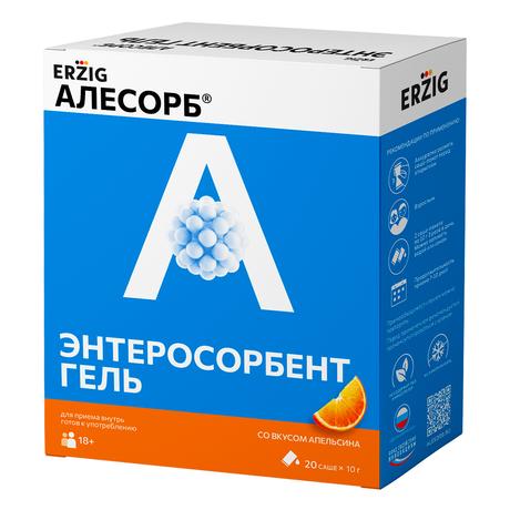 Фото Алесорб Энтеросорбент гель Эрциг, для приема внутрь (апельсин) пакет-стик 10 г, 20 шт.