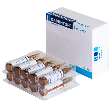 Фото Кавинтон, концентрат для приготовления раствора для инфузий 5 мг/мл, ампулы 5 мл, 10 шт.