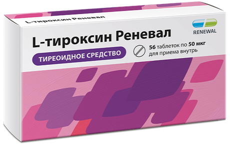 Фото L-Тироксин Реневал, таблетки 50 мкг, 56 шт.