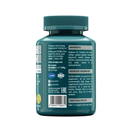 Фото UESUPPS Ультра Энерджи Куркумин и Витамин D3, капсулы, 60 шт.