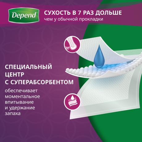 Фото Depend Super Night, прокладки для женщин при недержании, 6 шт.