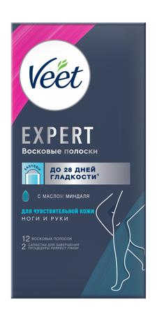 Фото Veet Expert Полоски воск для депиляции, для чувств кожи, 12 шт.