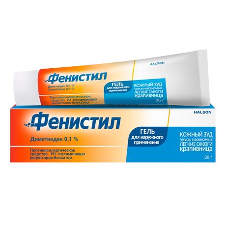 Фото Фенистил Гель средство при аллергии и для облегчения зуда, раздражения и ожогов легкой степени, диметинден 0,1%, 30 г