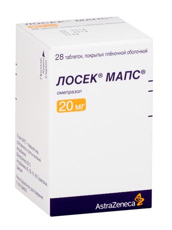 Фото Лосек МАПС, таблетки покрыт. плен. об. 20 мг, 28 шт.
