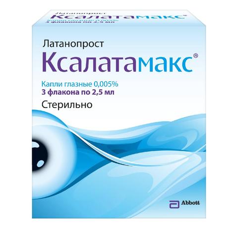 Фото Ксалатамакс, капли глазные 0.005%, флаконы 2.5 мл, 3 шт.