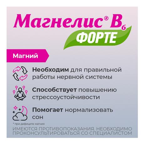 Фото Магнелис B6 форте, таблетки покрыт. плен. об. 100 мг+10 мг, 60 шт.