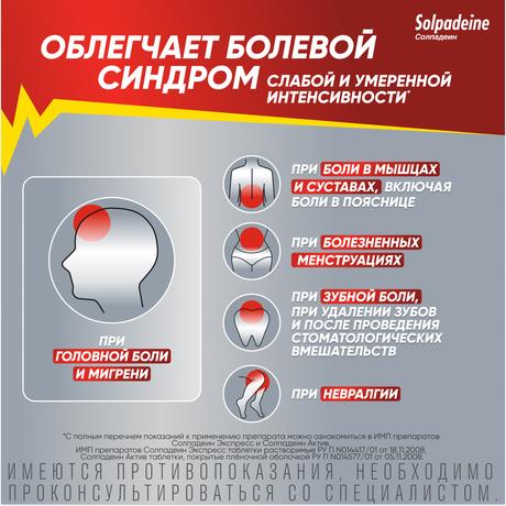 Фото Солпадеин Экспресс, таблетки растворимые, 12 шт.