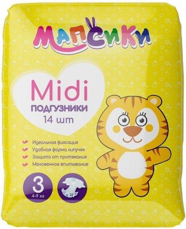 Фото Мапсики Midi 3М, подгузники (4-9 кг), 14 шт.